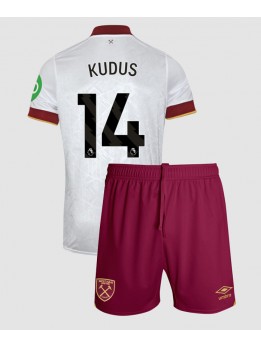 West Ham United Mohammed Kudus #14 Ausweichtrikot für Kinder 2024-25 Kurzarm (+ Kurze Hosen)